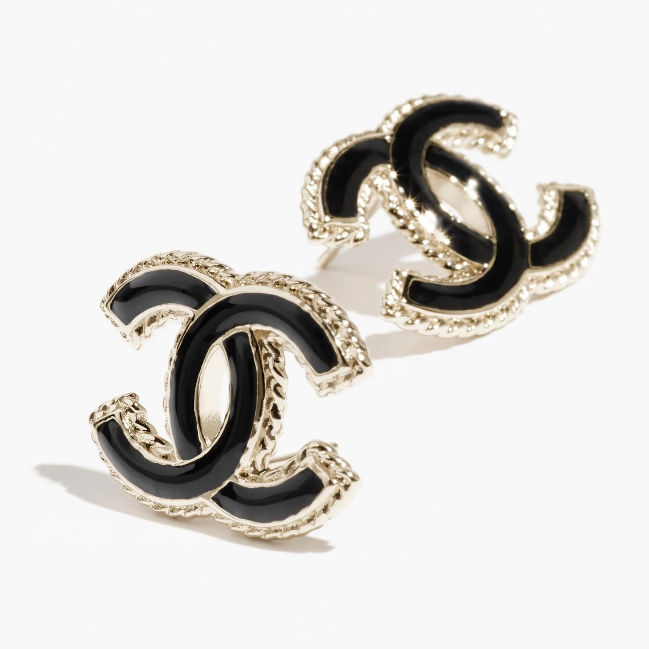 Gold & Black stud Fake chanel earrings