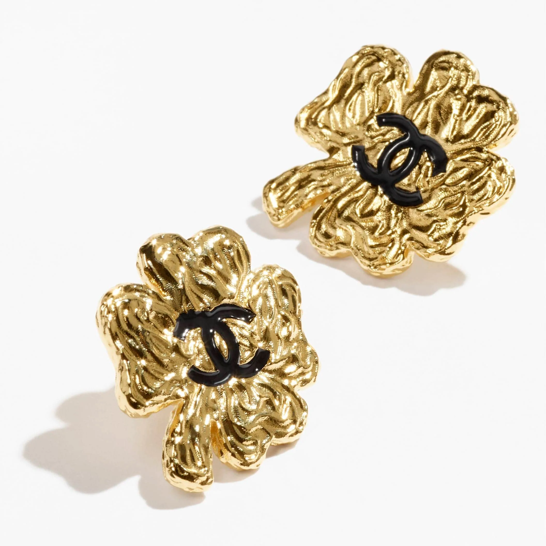 Gold & Black stud Fake chanel earrings