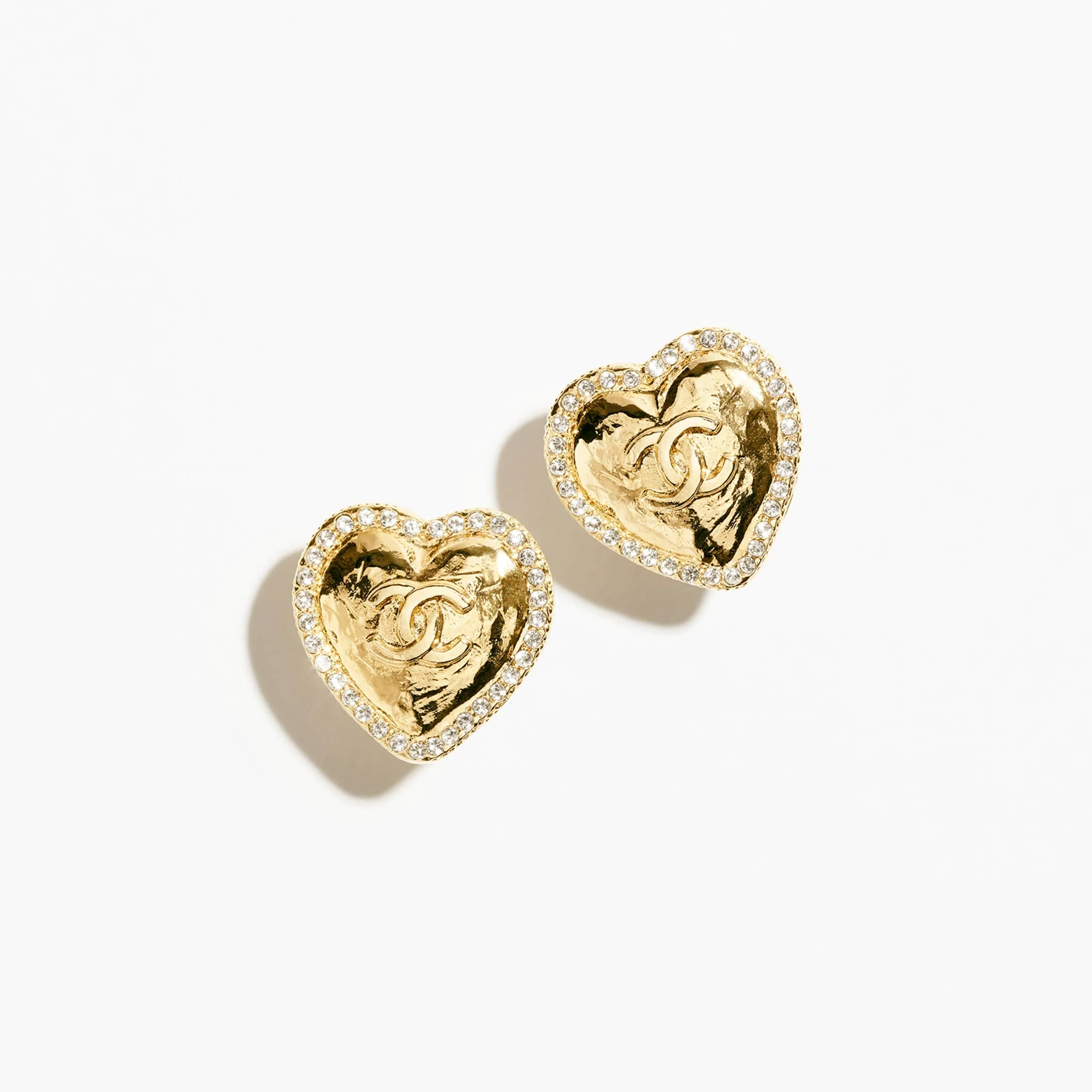 Gold & Crystal stud Fake chanel earrings