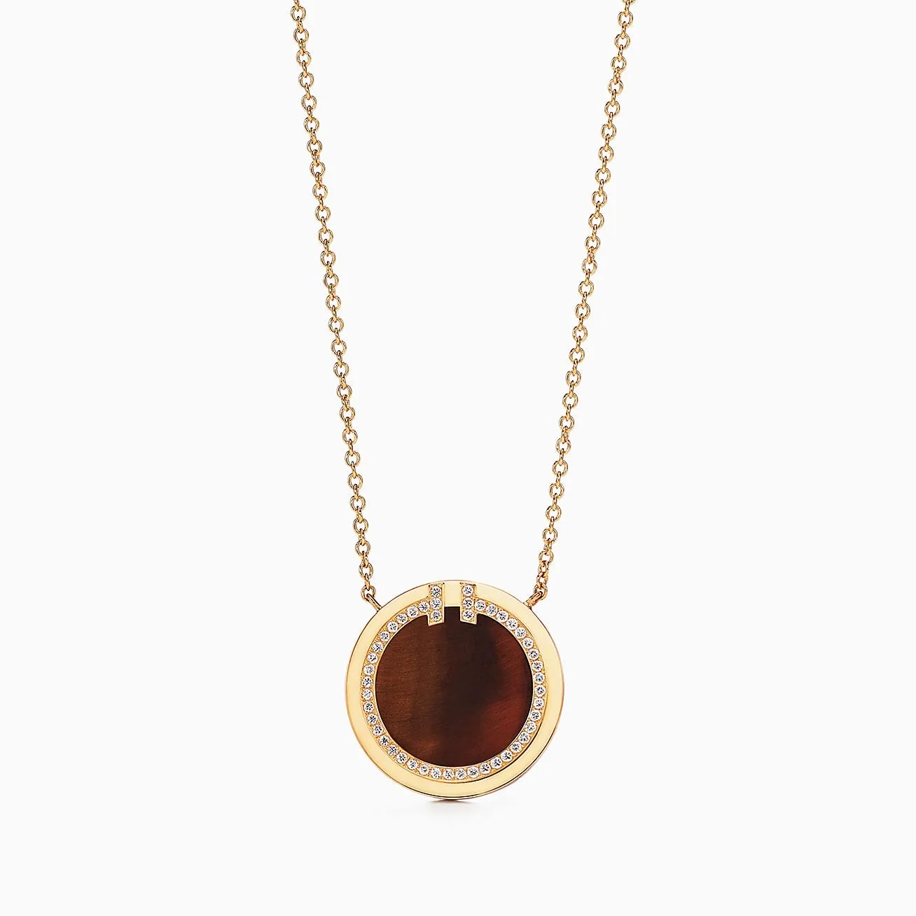 Replica Tiffany necklace T Diamond and Tiger's Eye Circle Pendant