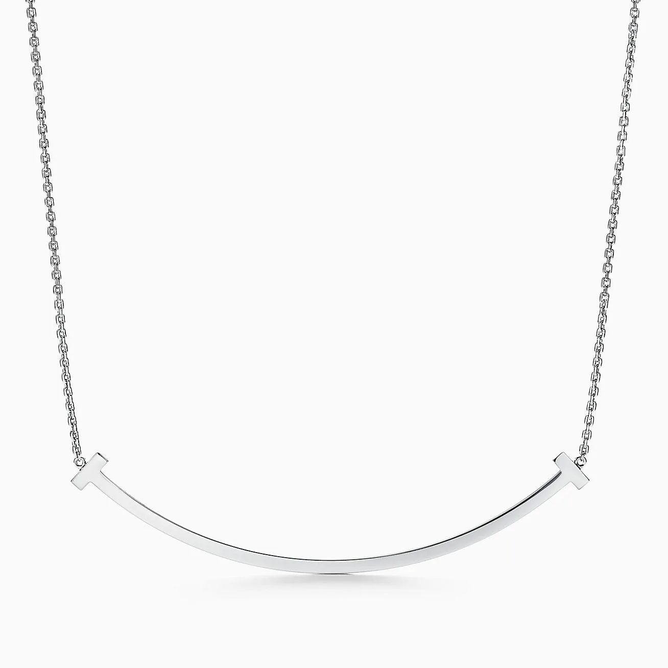 Replica Tiffany necklace T Extra Large Smile Pendant in 18k White Gold