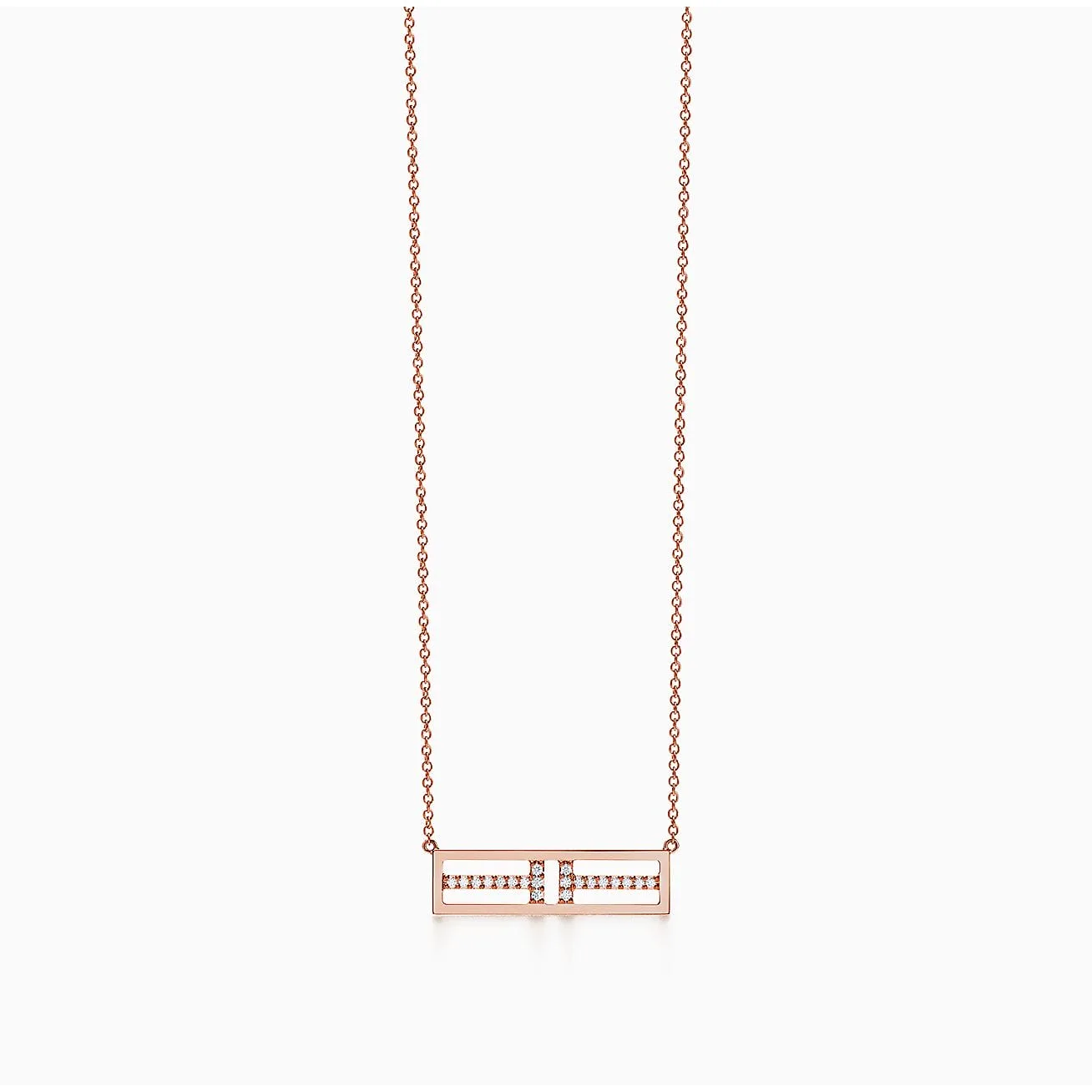 Replica Tiffany necklace T Open Horizontal Diamond Bar Pendant