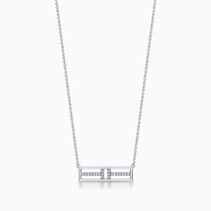 Replica Tiffany necklace T Open Horizontal Diamond Bar Pendant
