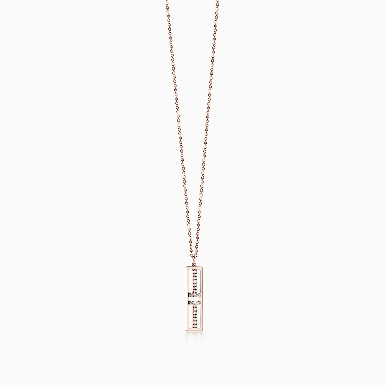 Replica Tiffany necklace T Open Vertical Diamond Bar Pendant