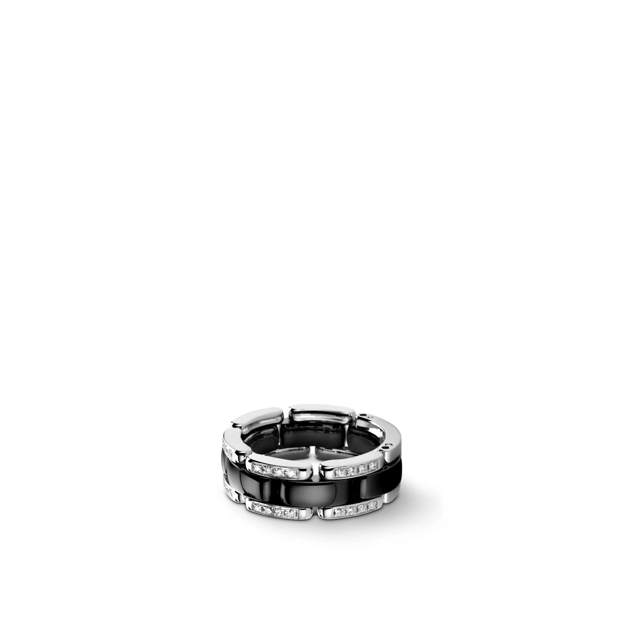 Ultra chanel dupes ring Medium version 18K white gold diamonds black ceramic