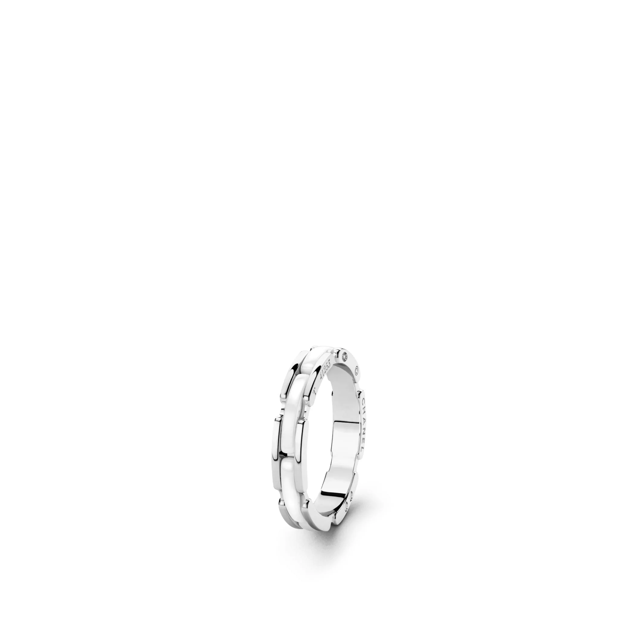 Ultra chanel dupes ring Small version 18K white gold white ceramic
