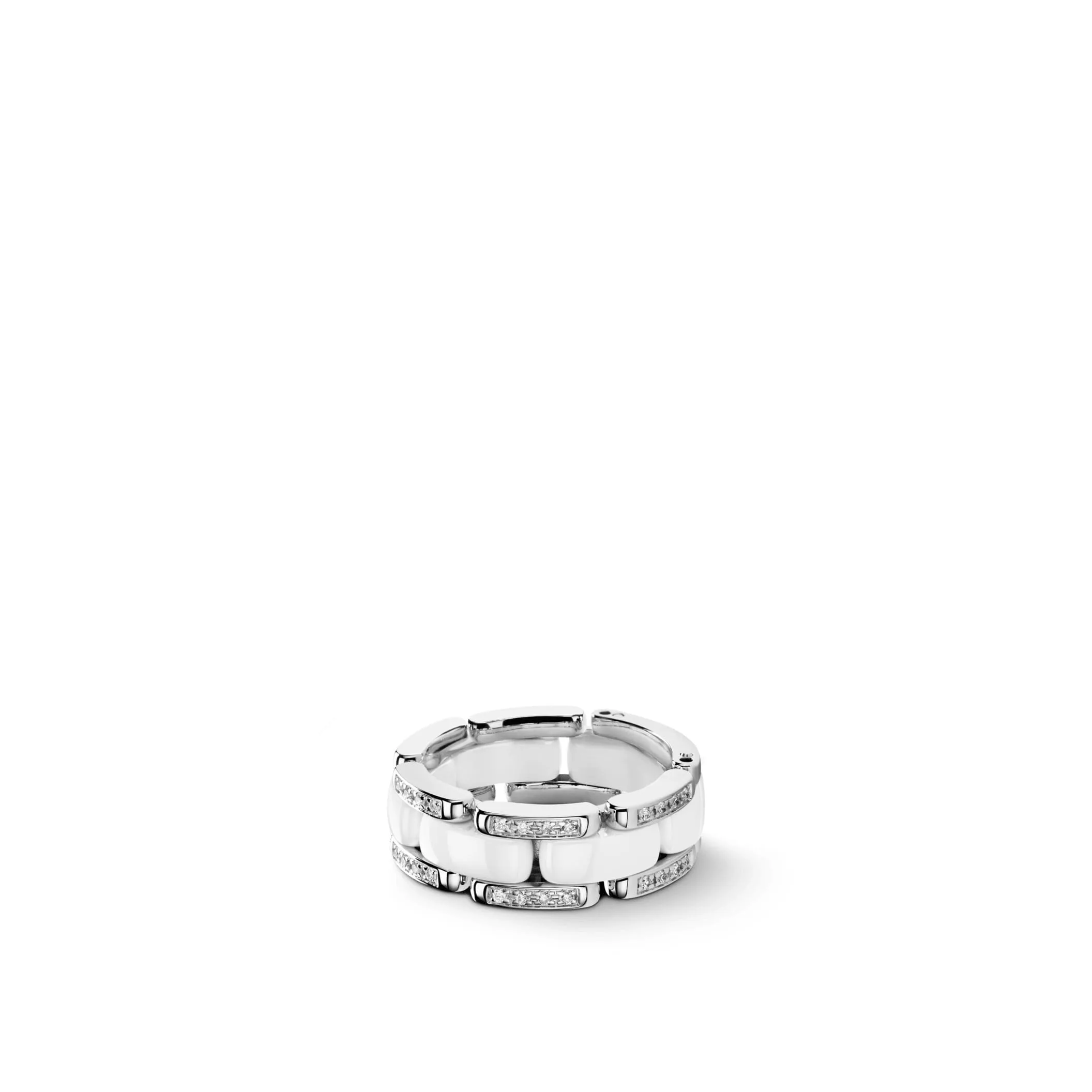Ultra chanel dupes ring Medium version 18K white gold diamonds white ceramic