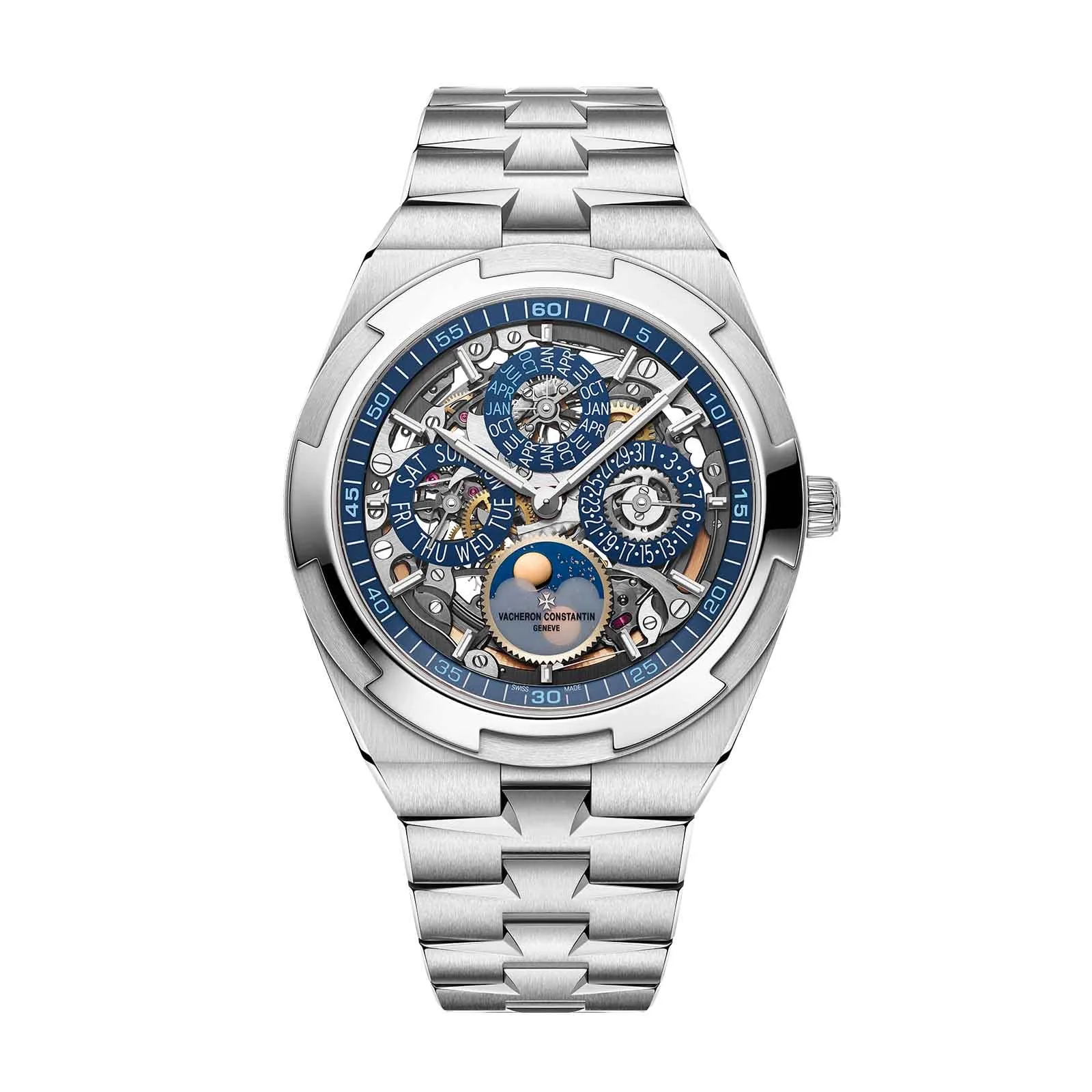 Fake Vacheron Constantin Replica Watch Overseas perpetual calendar ultra-thin skeleton Boutique Exclusive 41.5 MM WHITE GOLD 4300V/220G-B946
