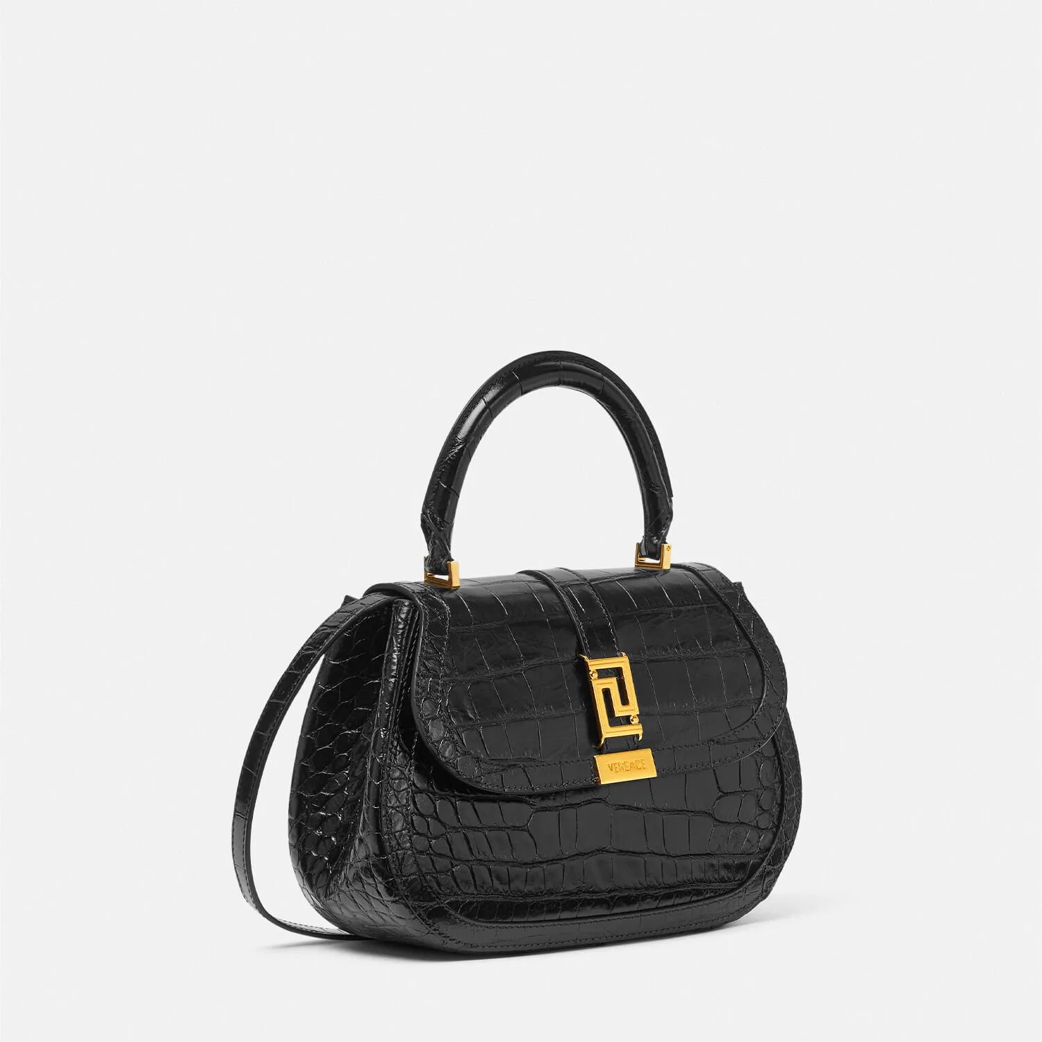 Replica Designer Bags Croc-Effect Greca Goddess Top Handle versace replica bags