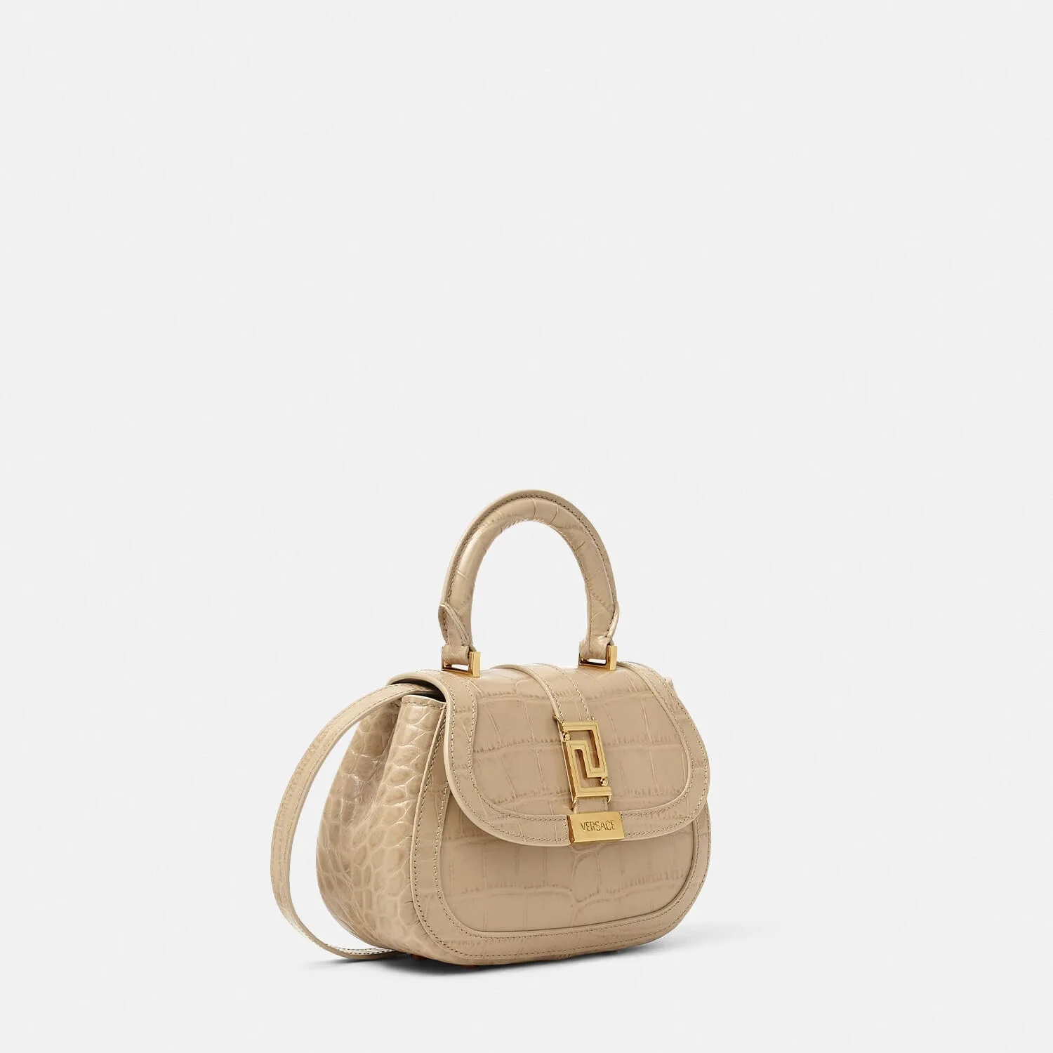Replica Designer Bags Croc-Effect Greca Goddess Mini versace replica bags