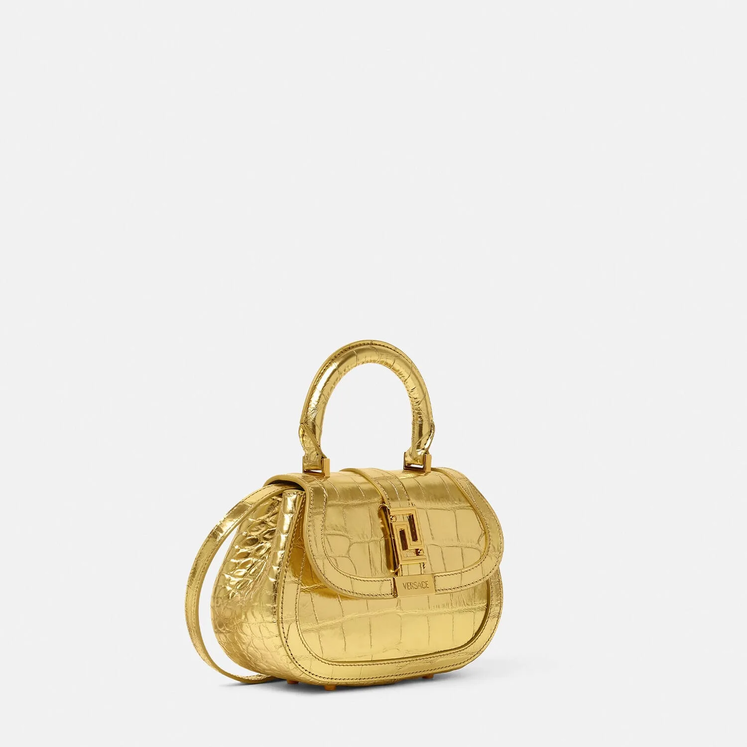 Replica Designer Bags Croc-Effect Greca Goddess Mini versace replica bags