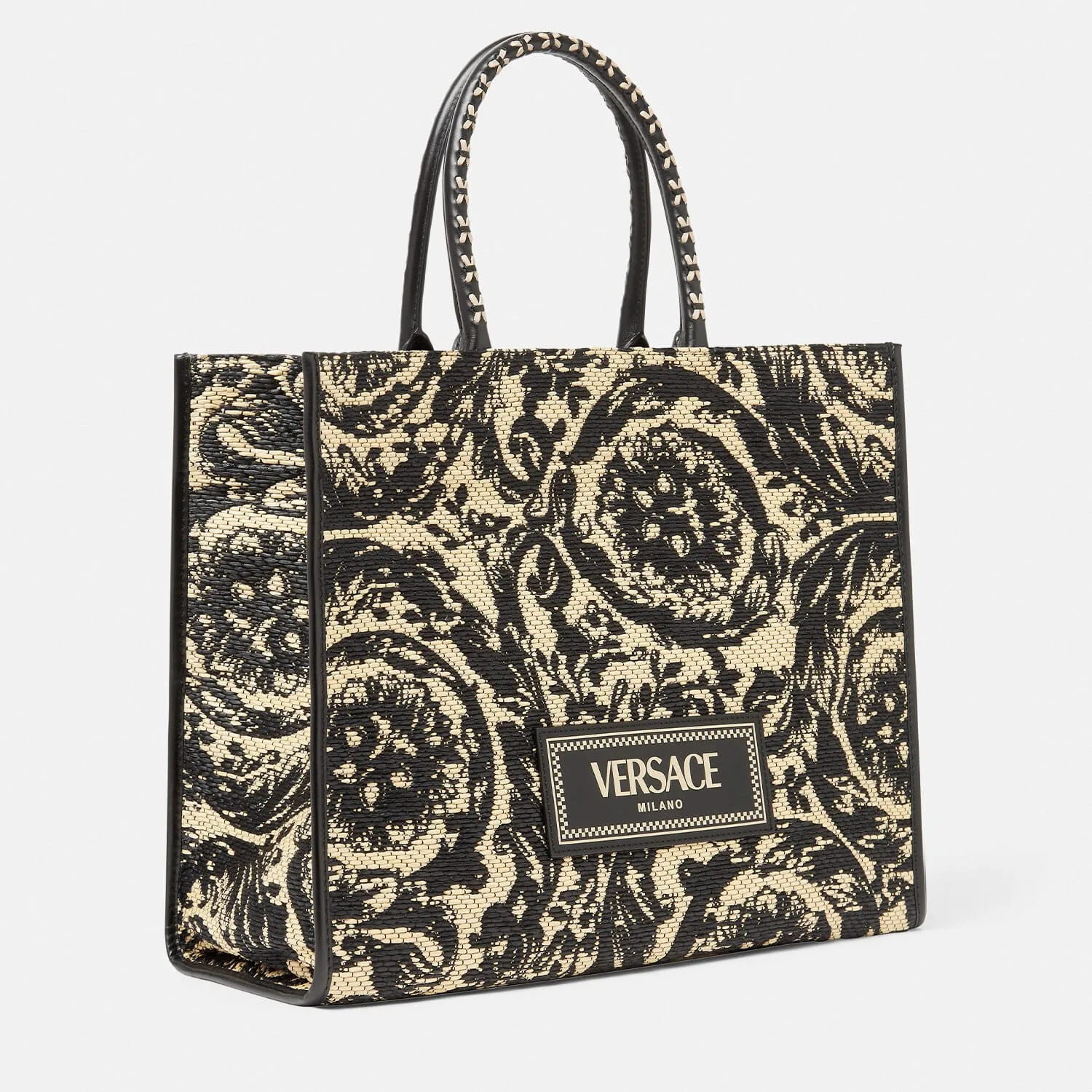 Replica Designer Bags Barocco Athena Raffia Large Tote versace replica bags