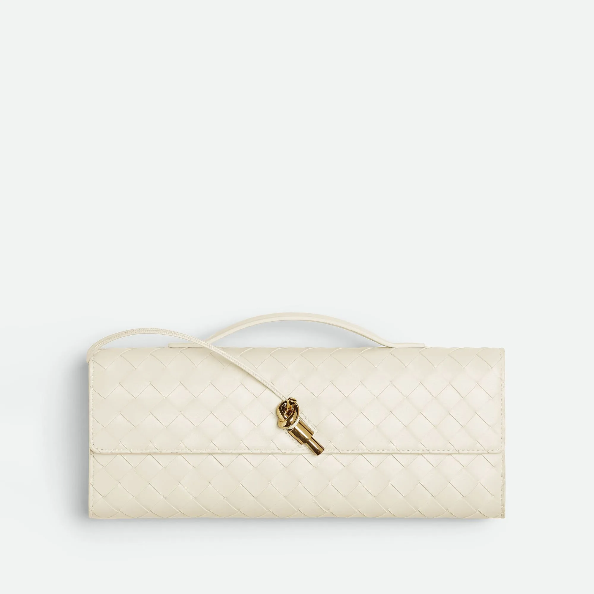 Bottega Veneta Replica Designer Bags Long Clutch Andiamo With Handle Sea Salt