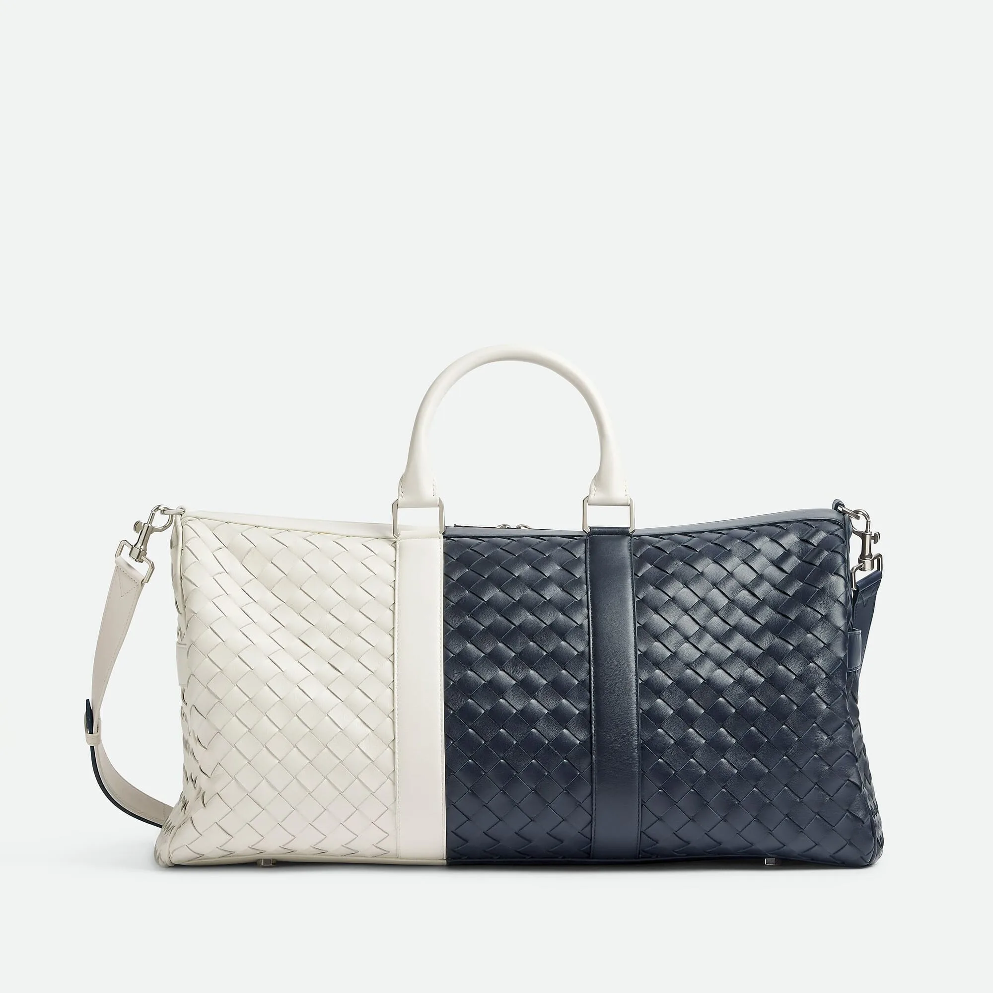 Bottega Veneta Replica Designer Bags Medium Intrecciato Duffle Space White