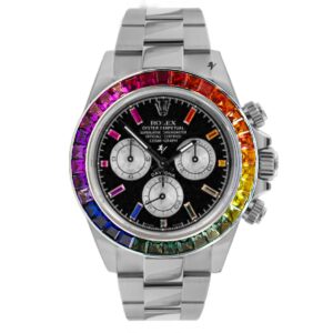 Rolex Watch Cosmograph Daytona Rainbow Baguette -Limited Edition Black Custom