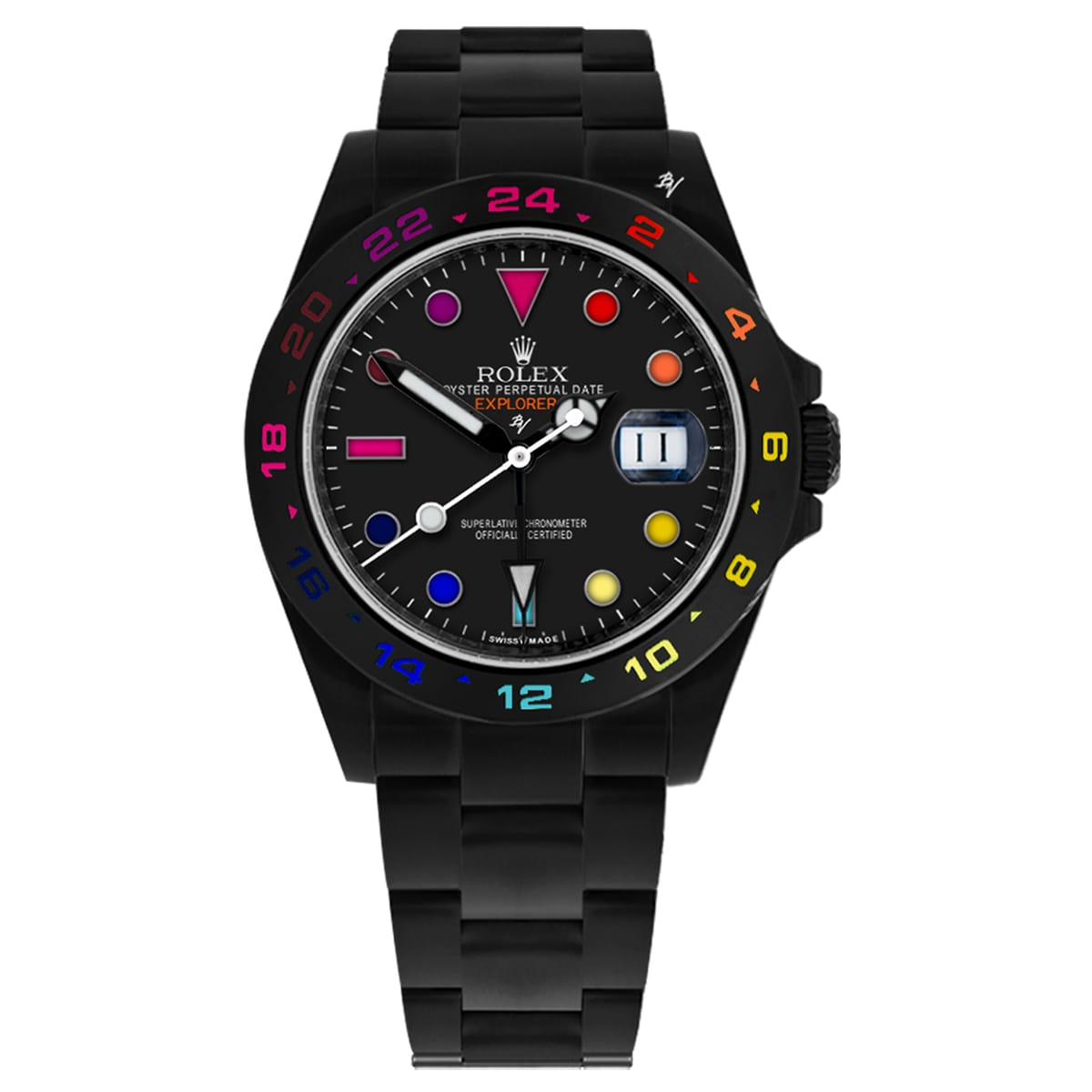 Best Fake Rolex Replica Watch Explorer II Rainbow Limited Edition Black Custom DLC-PVD