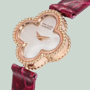 Sweet Alhambra fake van cleef dupe watch 18K rose gold Mother-of-pearl VCARO8SF00