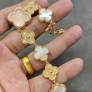Sweet Alhambra fake van cleef dupe watch 18K yellow gold Diamond Mother-of-pearl VCARO8WW00
