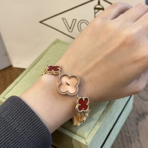 Sweet Alhambra fake van cleef dupe watch 18K rose gold Carnelian VCARPBLY00