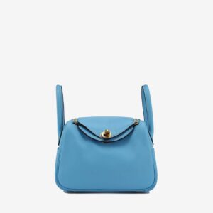 Replica Designer Bag Hermes Bag Replica Mini Lindy 20 In Celeste Clemence Leather With Gold Hardware