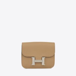 Replica Designer Bag Hermes Bag Replica Constance Slim Wallet In Chai Epsom With Palladium Hardware