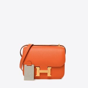 Replica Designer Bag Hermes Bag Replica Constance 18 In Orange Epsom Leather With Gold Hardware