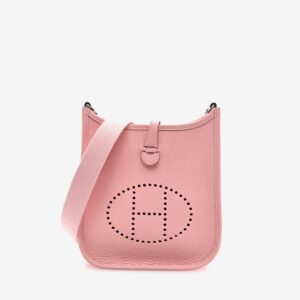 Replica Designer Bag Hermes Bag Replica Mini Evelyne 16 In Rose Sakura Clemence Leather With Palladium Hardware
