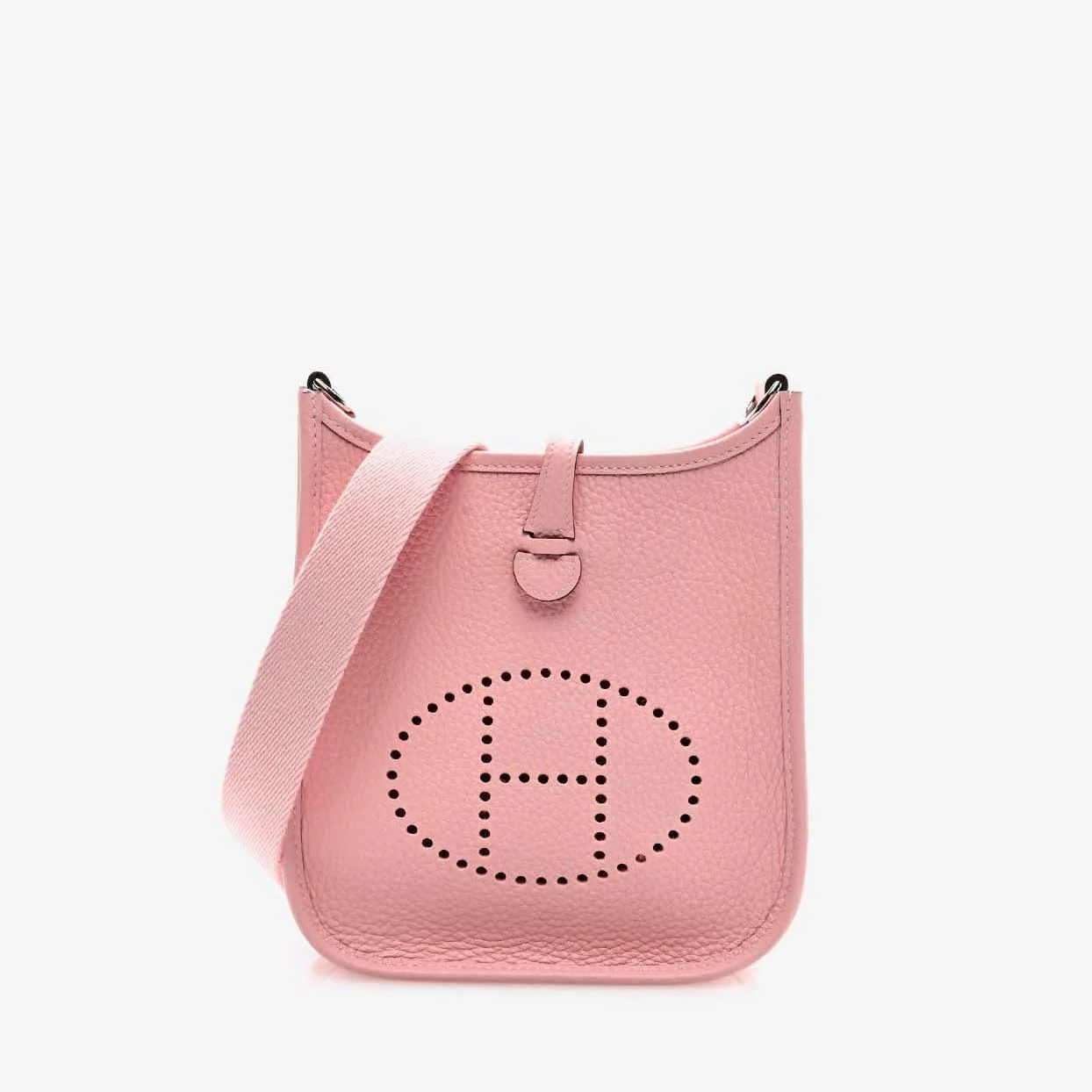 Replica Designer Bags Hermes Bag Replica Mini Evelyne 16 In Rose Sakura Clemence Leather With Palladium Hardware