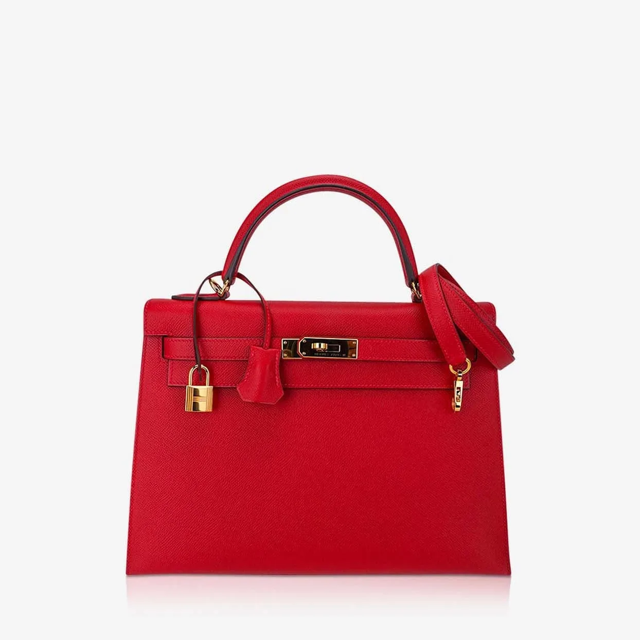 Replica Designer Bags Hermes Bag Replica Kelly 32 Sellier In Rouge Casaque Epsom Leather With Gold Hardware