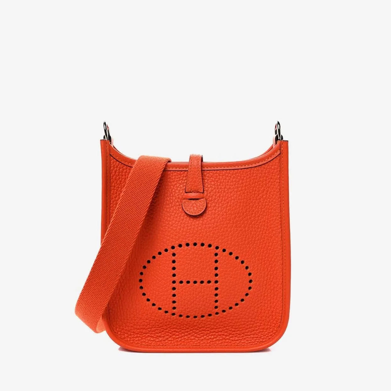 Replica Designer Bags Hermes Bag Replica Mini Evelyne 16 In Orange Taurillon Clemence With Palladium Hardware