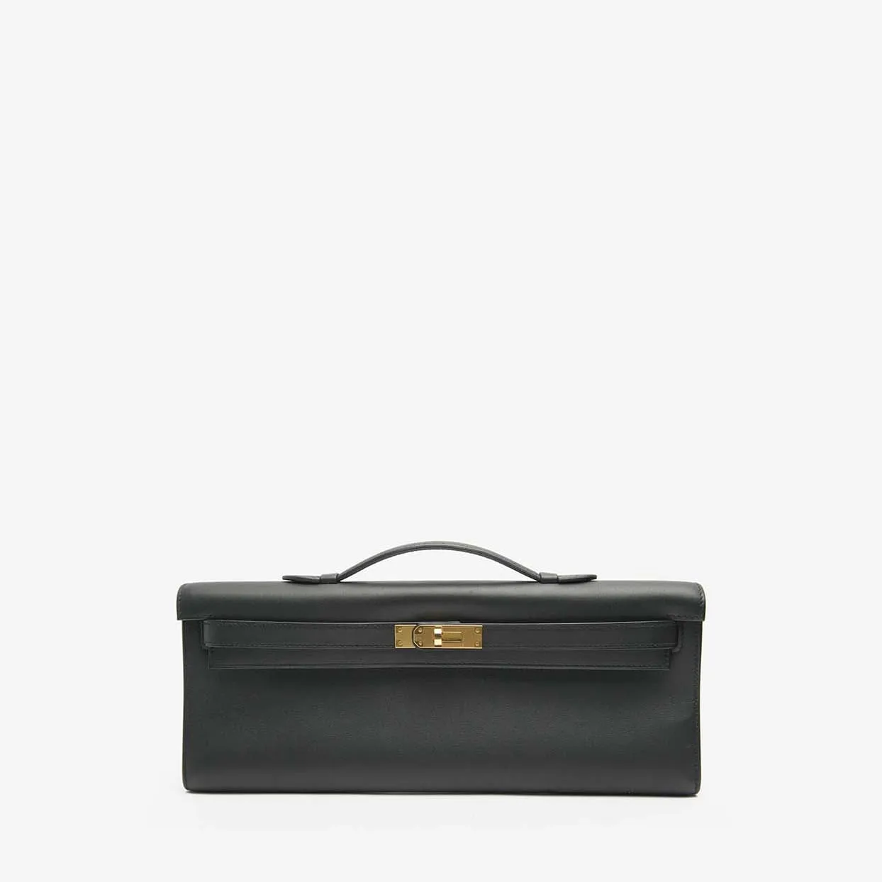 Replica Designer Bags Hermes Bag Replica Kelly Cut Clutch Bag In Black Swift Leather With Gold Hardware