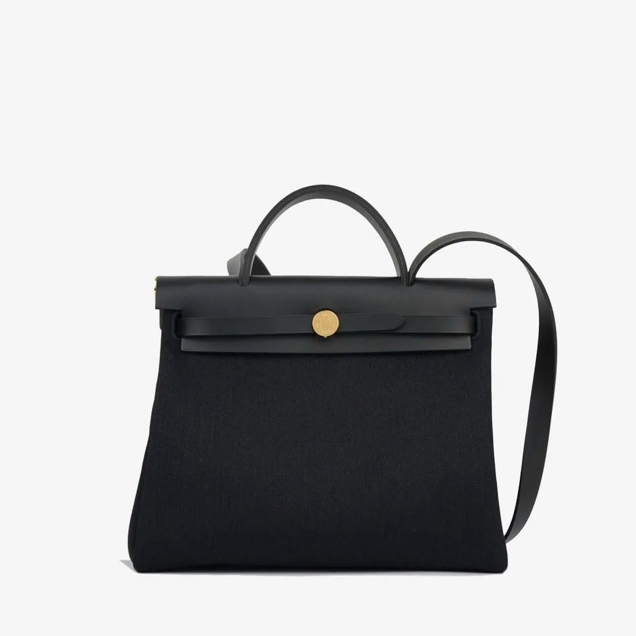 Replica Designer Bags Hermes Bag Replica Herbag 31 In Black Toile And Vache Hunter Leather With Gold Hardware