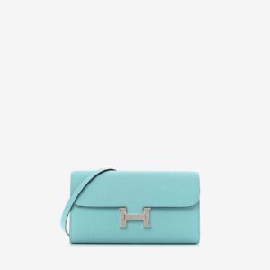 Replica Designer Bag Hermes Bag Replica Constance To Go Wallet In Bleu Atoll Epsom With Palladium Hardware