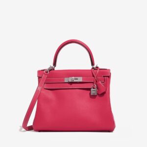 Replica Designer Bag Hermes Bag Replica Kelly Hss 28 In Rose Extreme And Rose Sakura Swift With Brushed Palladium Hardware