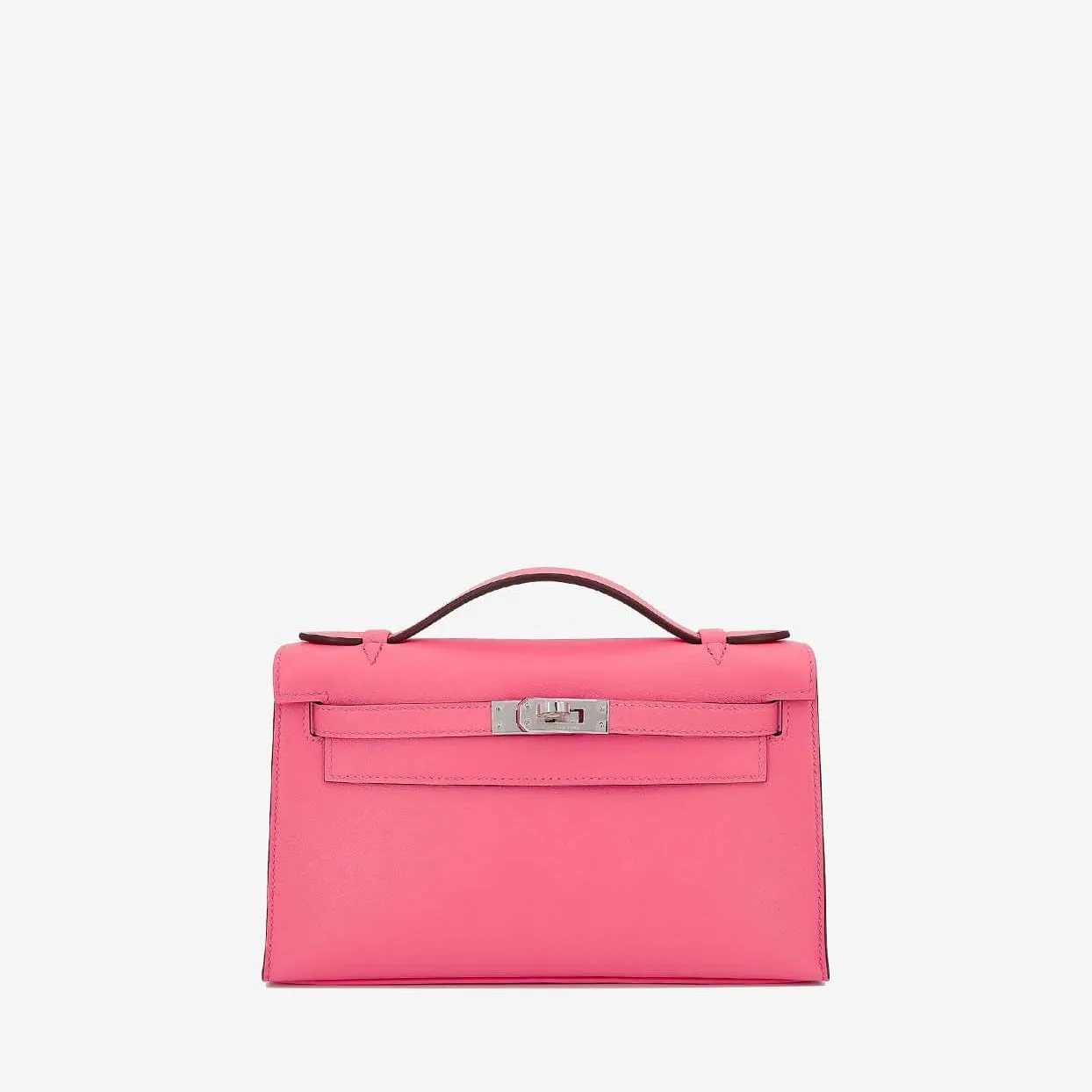 Replica Designer Bags Hermes Bag Replica Kelly Pochette Clutch Bag In Rose Azalee Swift With Palladium Hardware