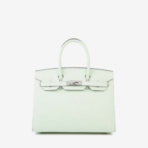 Replica Designer Bag Hermes Bag Replica Birkin 30 Sellier In Vert Fizz Epsom Leather With Palladium Hardware