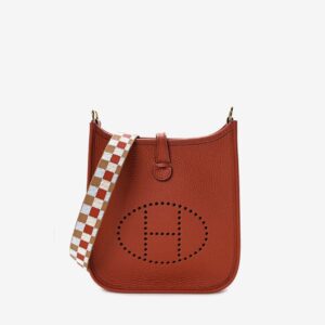 Replica Designer Bag Hermes Bag Replica Evelyne Tpm Maxi Quadrille In Cuivre Taurillon Clemence With Palladium Hardware
