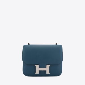Replica Designer Bag Hermes Bag Replica Constance 18 Verso In Colvert And Blue Zephyr Swift Leather With Palladium Hardware