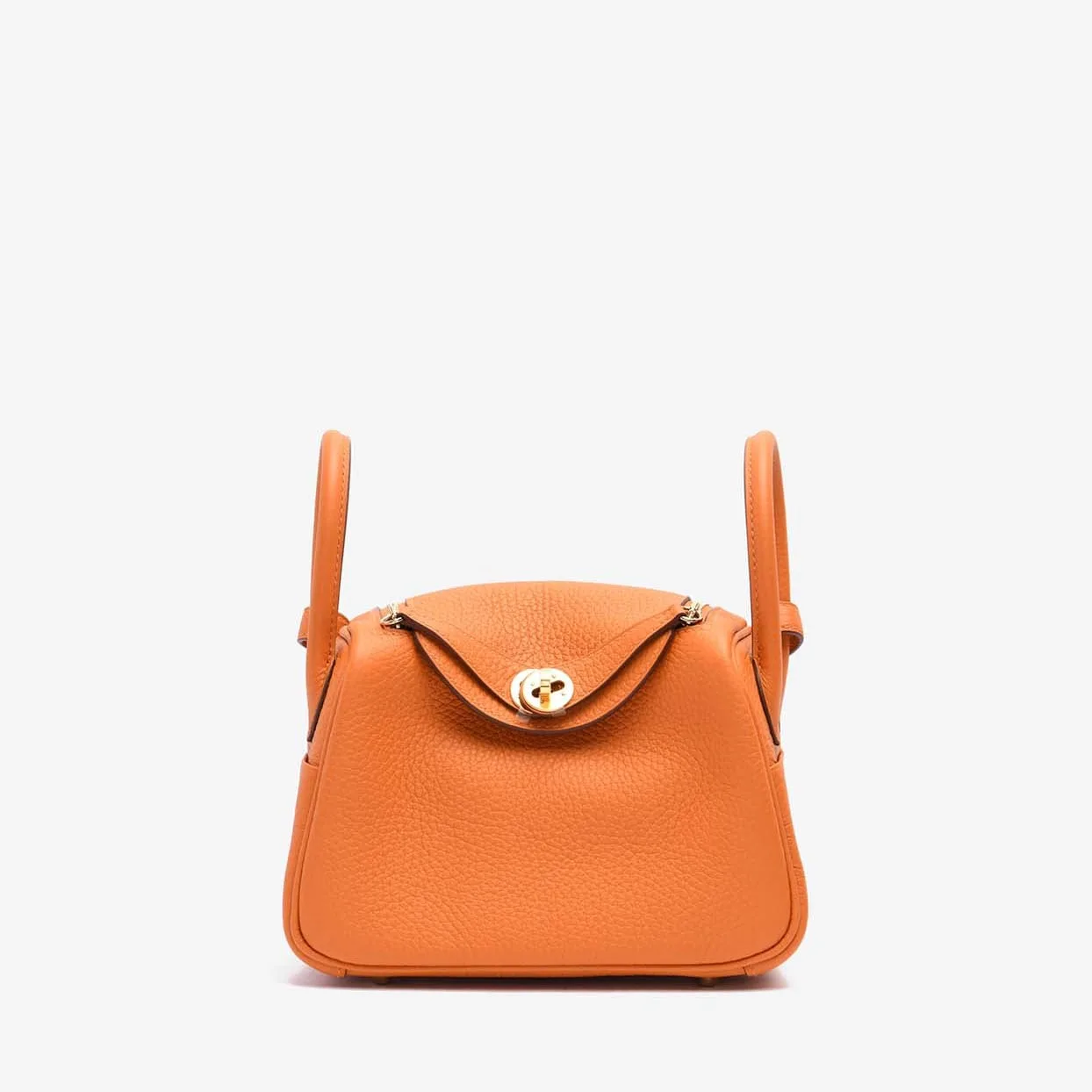 Replica Designer Bags Hermes Bag Replica Mini Lindy 20 In Orange Clemence Leather With Gold Hardware