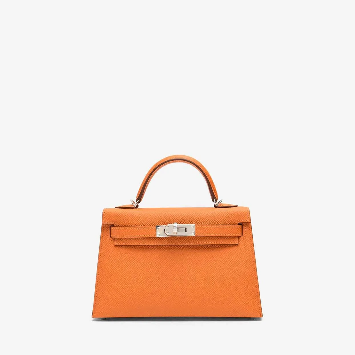Replica Designer Bags Hermes Bag Replica Mini Kelly 20 In Orange Epsom Leather With Palladium Hardware