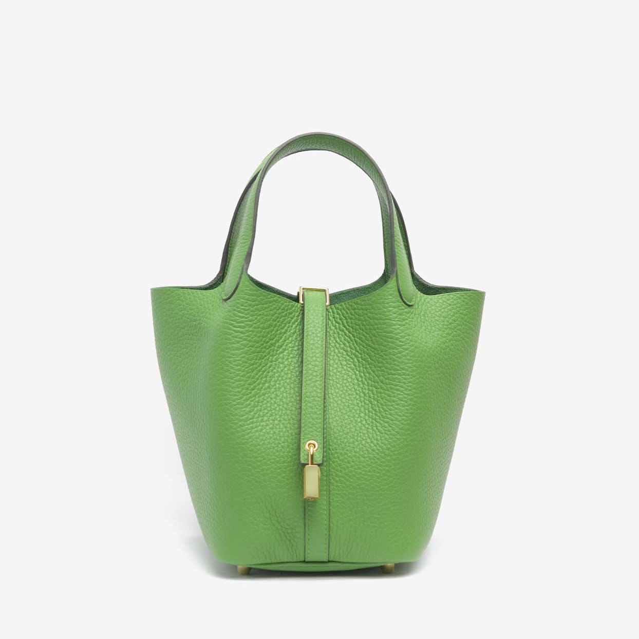 Replica Designer Bags Hermes Bag Replica Picotin 18 In Vert Yucca Clemence Leather With Gold Hardware