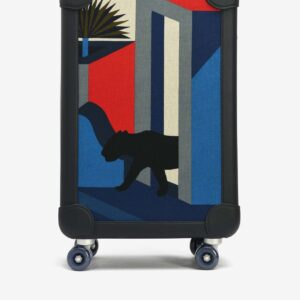 Replica Designer Bag Hermes Bag Replica Rolling Mobility Suitcase In Bleu Indigo Regate And Leopard Canvas