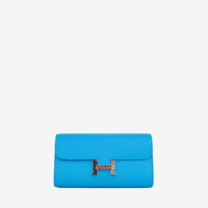 Replica Designer Bag Hermes Bag Replica Constance To Go Wallet In Bleu Frida Epsom With Palladium Hardware