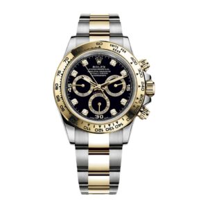 Fake Rolex Replica Watch 40mm Daytona Yellow Gold/Steel Black Diamond Dial Oyster Bracelet m116503-0011