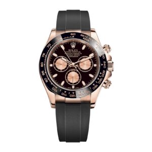 Fake Rolex Replica Watch Cosmograph Daytona 40mm Rose Gold Black Dial Oysterflex Rubber Bracelet 116515LN