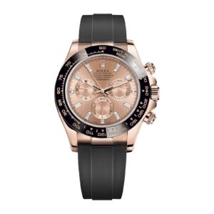 Fake Rolex Replica Watch Oyster Perpetual Cosmograph Daytona Rose Gold Pink Diamond Dial Oysterflex Rubber Bracelet 116515LN