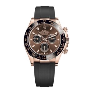 Fake Rolex Replica Watch Cosmograph Daytona 40mm Rose Gold Chocolate Index Dial Oysterflex Rubber Bracelet 116515LN