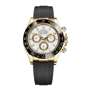Fake Rolex Replica Watch Cosmograph Daytona 40mm Yellow Gold White Dial Oysterflex Rubber Bracelet 116518LN
