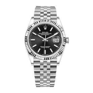 Fake Rolex Replica Watch Datejust 36 White Gold/Steel Black Index Dial & Fluted Bezel Jubilee Bracelet 126234