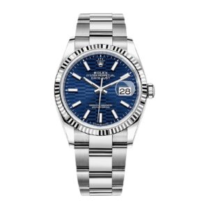 Fake Rolex Replica Watch Datejust 36 White Gold/Steel Blue Fluted Motif Dial Fluted Bezel Oyster Bracelet 126234